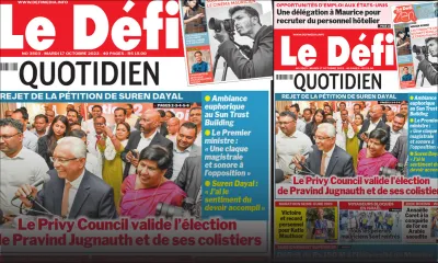 Voici la une du Défi Quotidien de ce Mardi 17 Octobre 2023