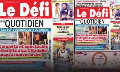 Voici la une du Défi Quotidien de ce Jeudi 26 Octobre 2023