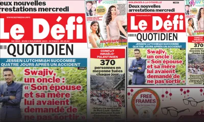 Voici la une du Défi Quotidien de ce Jeudi 02 Novembre 2023