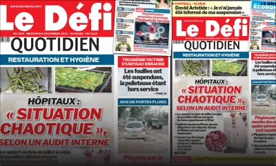 Voici la une du Défi Quotidien de ce Mercredi 08 Novembre 2023