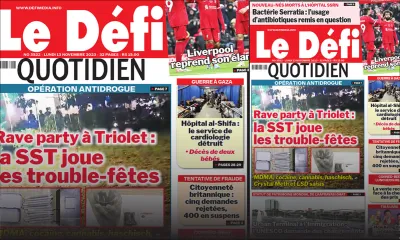 Voici la une du Défi Quotidien de ce Lundi 13 Novembre 2023