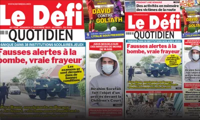Voici la une du Défi Quotidien de ce Vendredi 16 Novembre 2023