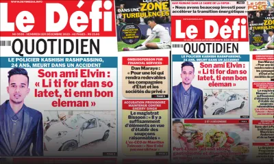 Voici la une du Défi Quotidien de ce Vendredi 01 Décembre 2023
