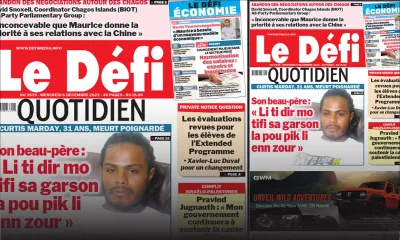 Voici la une du Défi Quotidien de ce Mercredi 06 Décembre 2023