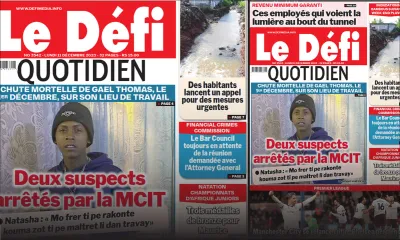 Voici la une du Défi Quotidien de ce Lundi 11 Décembre 2023