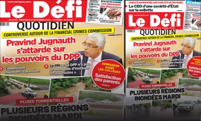 Voici la une du Défi Quotidien de ce Mercredi 20 Décembre 2023