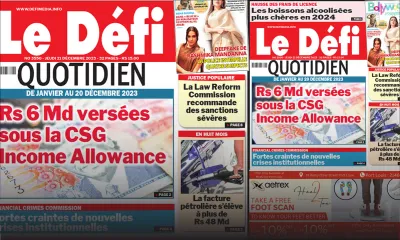 Voici la une du Défi Quotidien de ce Jeudi 21 Décembre 2023