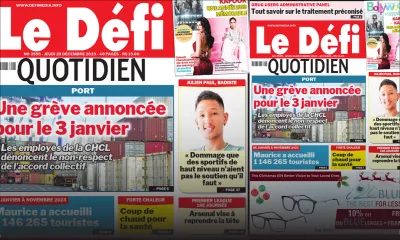 Voici la une du Défi Quotidien de ce Jeudi 28 Décembre 2023