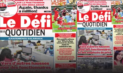 Voici la une du Défi Quotidien de ce Vendredi 29 Décembre 2023