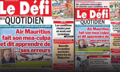 Voici la une du Défi Quotidien de ce Vendredi 12 Janvier 2024