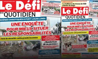 Voici la une du Défi Quotidien de ce Mercredi 17 Janvier 2024