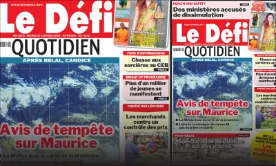 Voici la une du Défi Quotidien de ce Mardi 23 Janvier 2024