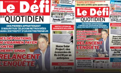 Voici la une du Défi Quotidien de ce Mercredi 31 Janvier 2024