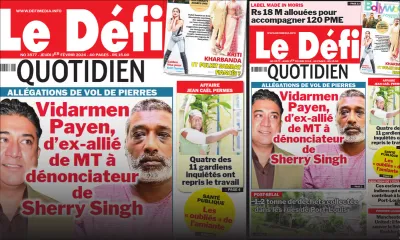 Voici la une du Défi Quotidien de ce Jeudi 01 Février 2024