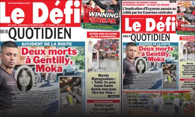 Voici la une du Défi Quotidien de ce Vendredi 02 Février 2024