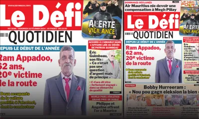 Voici la une du Défi Quotidien de ce Vendredi 16 Février 2024