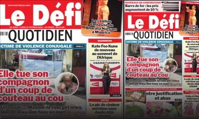 Voici la une du Défi Quotidien de ce Lundi 19 Février 2024