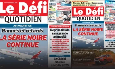 Voici la une du Défi Quotidien de ce Mercredi 27 Mars 2024