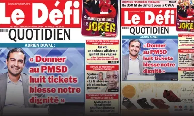 Voici la une du Défi Quotidien de ce Vendredi 05 Avril 2024