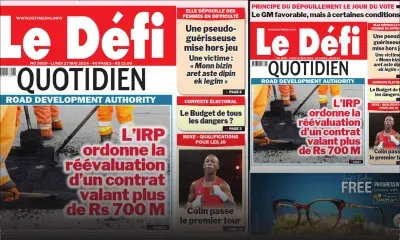 Voici la une du Défi Quotidien de ce Lundi 27 Mai 2024