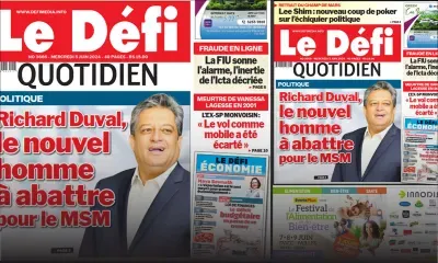 Voici la une du Défi Quotidien de ce Mercredi 05 Juin 2024