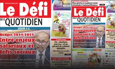 Voici la une du Défi Quotidien de ce jeudi 06 Juin 2024
