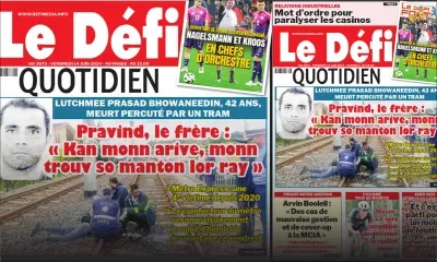 Voici la une du Défi Quotidien de ce Vendredi 14 Juin 2024