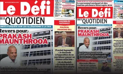 Voici la une du Défi Quotidien de ce Mercredi 03 Juillet 2024