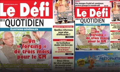 Voici la une du Défi Quotidien de ce Mardi 20 Août 2024