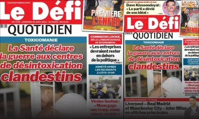 Voici la une du Défi Quotidien de ce Vendredi 30 Août 2024