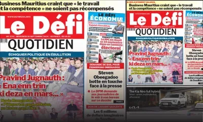 Voici la une du Défi Quotidien de ce Mercredi 18 Septembre 2024