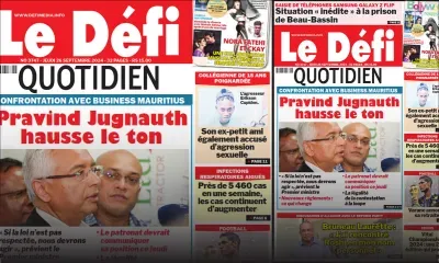 Voici la une du Défi Quotidien de ce Jeudi 26 Septembre 2024
