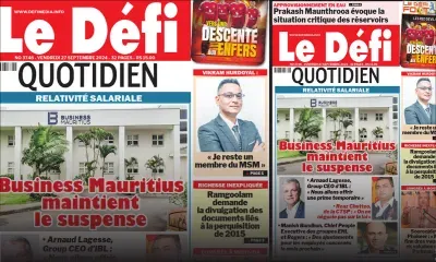 Voici la une du Défi Quotidien de ce Vendredi 27 Septembre 2024