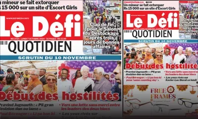 Voici la une du Défi Quotidien de ce Lundi 07 Octobre 2024