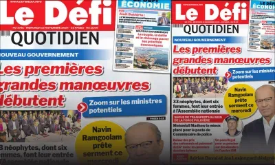 Voici la une du Défi Quotidien de ce Mercredi 13 Novembre 2024