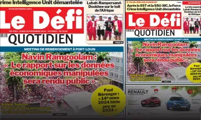 Voici la une du Défi Quotidien de ce Lundi 18 Novembre 2024
