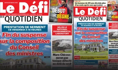 Voici la une du Défi Quotidien de ce Vendredi 22 Novembre 2024