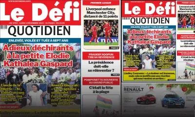 Voici la une du Défi Quotidien de ce Lundi 02 Décembre 2024