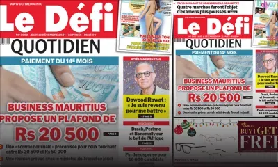 Voici la une du Défi Quotidien de ce Jeudi 12 Décembre 2024