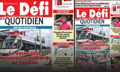 Voici la une du Défi Quotidien de ce Vendredi 20 Décembre 2024