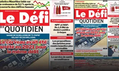 Voici la une du Défi Quotidien de ce Lundi 23 Décembre 2024