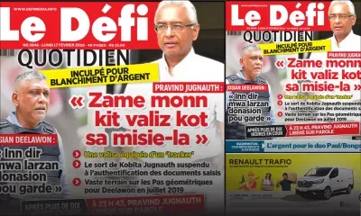 Voici la une du Défi Quotidien de ce Lundi 17 Février 2025