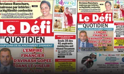 Voici la une du Défi Quotidien de ce Jeudi 20 Février 2025