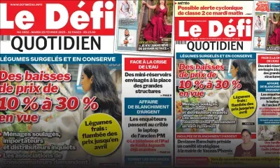 Voici la une du Défi Quotidien de ce Mardi 25 Février 2025