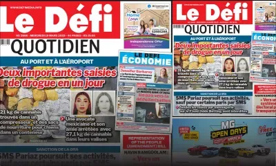 Voici la une du Défi Quotidien de ce Mercredi 19 Mars 2025