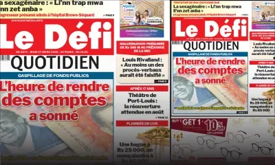 Voici la une du Défi Quotidien de ce Jeudi 27 Mars 2025