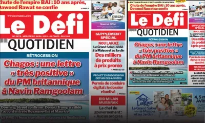 Voici la une du Défi Quotidien de ce Mercredi 02 Avril 2025