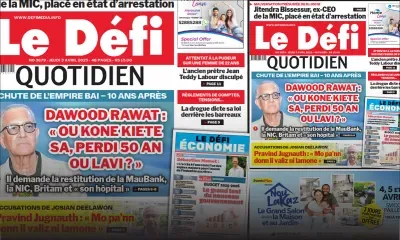 Voici la une du Défi Quotidien de ce Jeudi 03 Avril 2025