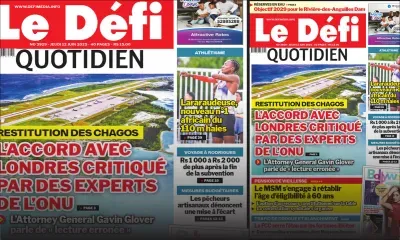 Voici la une du Défi Quotidien de ce Jeudi 12 Juin 2025