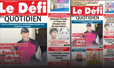 Voici la une du Défi Quotidien de ce Lundi 14 Juillet 2025